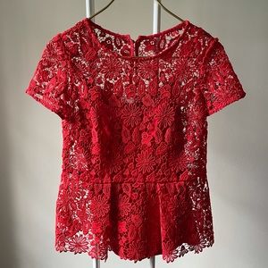 COPY - Zara Red Lace Top with Peplum Size M